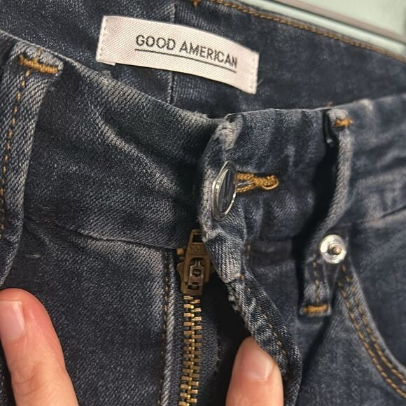 Good American Good Legs Skinny Jeans Raw Hem Dark Wash - Picture 5 of 10